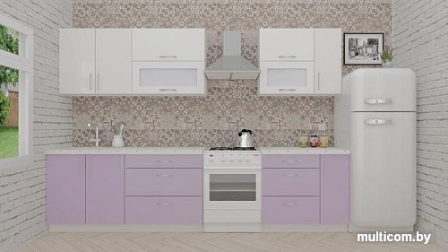 Кухня ВерсоМебель ВерсоЛайн 8-2.5 (белый 001/вереск 010)