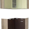 Готовая кухня Интерлиния Мила 12x13 без столешницы (салатовый/дуб венге)