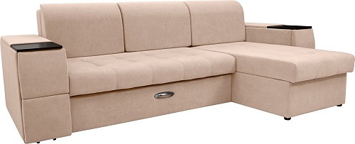 Диван Сириус Лидер-13 с оттоманкой НПБ 285x165 (Eva 33 велюр светло-коричневый)