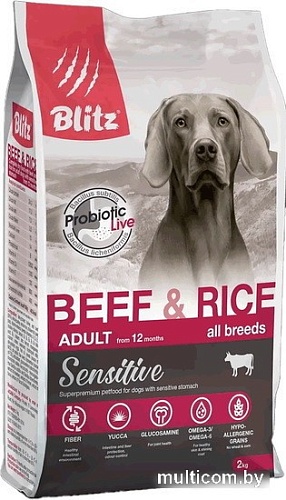 Сухой корм для собак Blitz Sensitive Adult All Breeds Beef & Rice (с говядиной и рисом) 2 кг