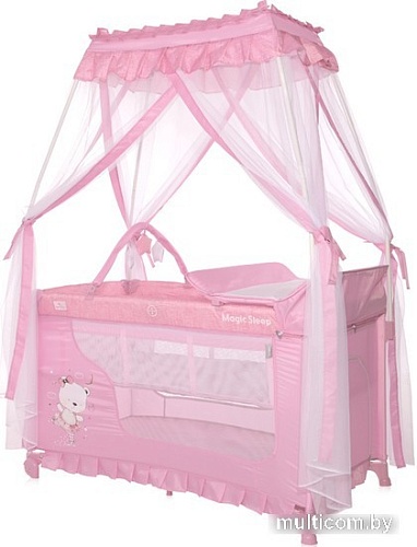 Манеж-кровать Lorelli Magic Sleep 2022 (спелая роза, мишка балерина)