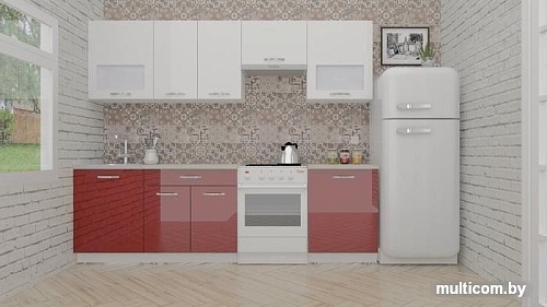 Кухня ВерсоМебель ЭкоЛайт-5 2.4 (белый/темно-красный)