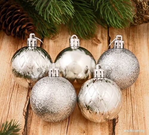 Елочная игрушка Зимнее волшебство Анданте 2178229 (12 шт, серебристый)