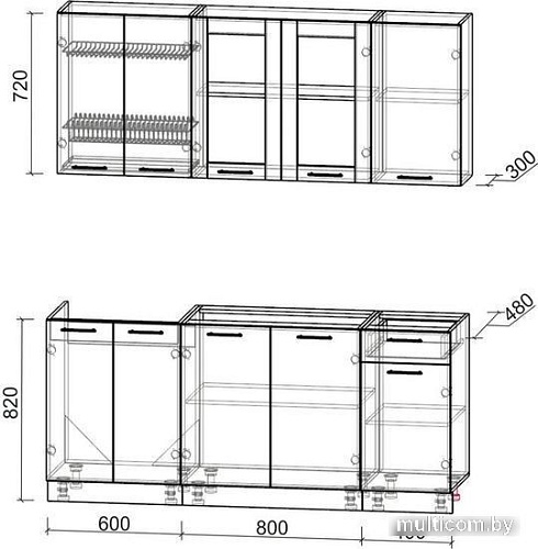 Интерлиния Мила 18-60 без столешницы (ваниль/бетон)