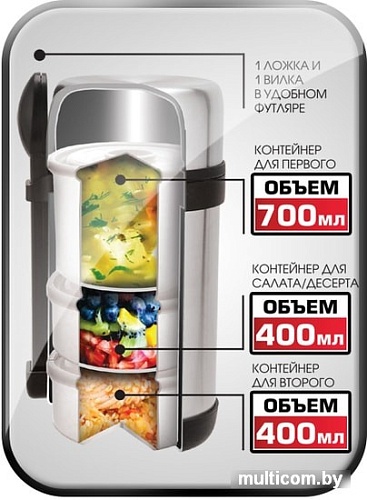 Термос для еды Lara LR04-52 1.5л (серебристый)