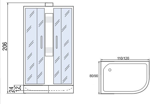 Душевая кабина Мономах 120/80/24 МЗ L Б/К