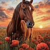 Алмазная мозаика Феникс+ Лошадь в маковом поле 70856