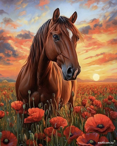 Алмазная мозаика Феникс+ Лошадь в маковом поле 70856