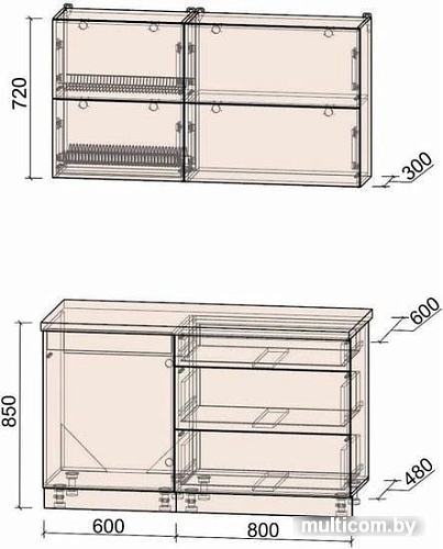 Кухня Интерлиния Мила Матте 1.4 А (белый/белый/опал светлый)