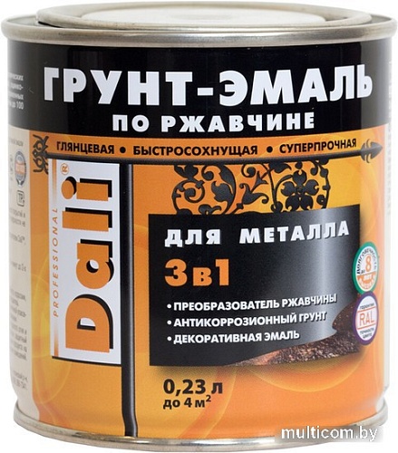 Грунт-эмаль Dali Молотковая по ржавчине 3 в 1 0.75 л (зеленый)