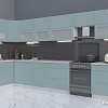 Угловая кухня Интерлиния Мила Матте 1.5x4.0 Б левая (океан/океан/травертин серый)