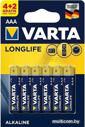 Батарейка Varta Longlife ААА1 5V 4008496807802 12 шт
