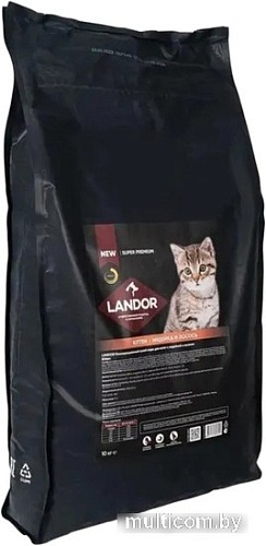 Сухой корм для кошек Landor Kitten для котят с индеи?кои? и лососем 10 кг