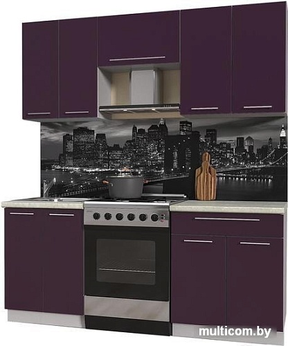 Кухня Интерлиния Мила Пластик 1.9 А (слива глянец/опал светлый)