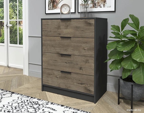 Комод Интерлиния Концепт КТ-К80 (дуб веллингтон/антрацит)