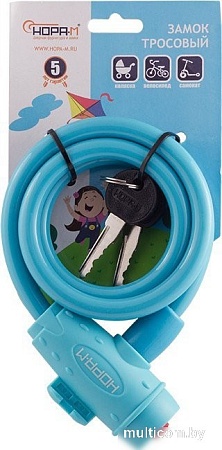 Тросовый велосипедный замок Нора-М №33 (ф8x1000мм, голубой)