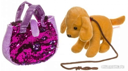 Классическая игрушка Bondibon Милота Собачка Лабрадор в фиолетовой сумке ВВ3967