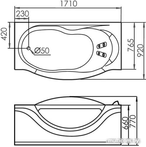 Ванна Gemy G9072 B L 171x92