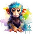 Рыжий кот Малыши-животные Красочная обезьянка Х-0634