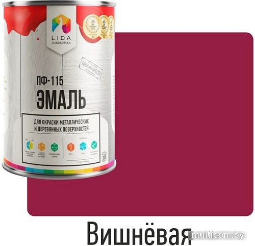 Эмаль LIDA ПФ-115 1 л (вишневый)