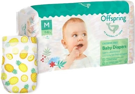 Подгузники Offspring M 6-10 кг Ананасы (42 шт)