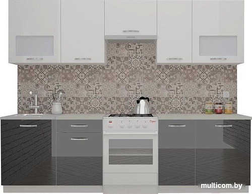 Кухня ВерсоМебель ЭкоЛайт-6 3.0 (белый/черный графит)