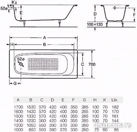 Ванна Roca Continental 170x70 21291100R