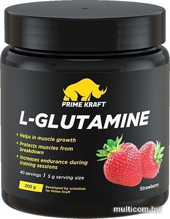 Аминокислоты Prime Kraft L-Glutamine (200г, клубника)