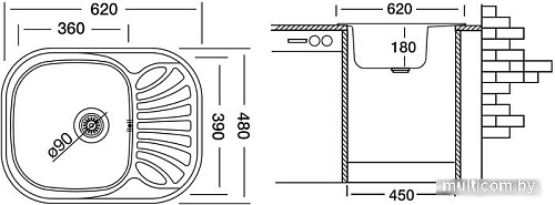 Кухонная мойка Ukinox Галант GAL620.480 GT8K 1R