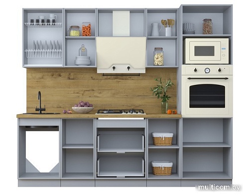 Готовая кухня Интерлиния Тренд 2.5В (белый/белый/кастилло темный)