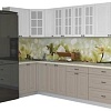 Угловая кухня Интерлиния Мила Деко 1.2x2.9 (белый/луна/травертин серый)