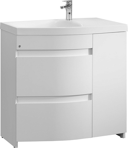 Belux Тумба под умывальник Токио Н 80-02 (1, белый глянцевый,левый)