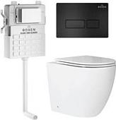 Унитаз приставной Roxen Antares в комплекте с инсталляцией Attach 5 в 1 967019 (кнопка: черный матовый)
