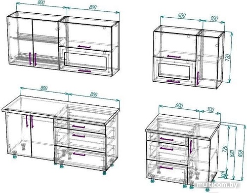 Кухня ВерсоМебель ВерсоЛайн 4-2.5 (белый 001/яркий оранжевый 008)