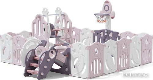 Игровой манеж UNIX kids SUPREME Space 200x200 Rose с качелями