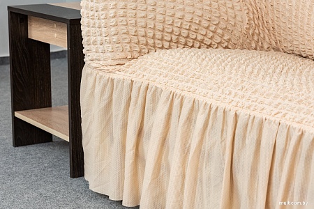 Комплект чехлов для дивана и кресла Софатэкс Стандарт КПО-5 (с оборкой ваниль)