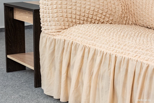 Комплект чехлов для дивана и кресла Софатэкс Стандарт КПО-5 (с оборкой ваниль)