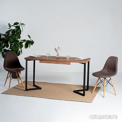 Кухонный стол Millwood Лофт Лондон Л 120-160x80x76 (дуб табачный Craft-металл черный)