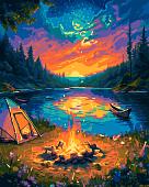 Картина по номерам Lori У костра Рх-151