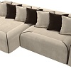 Угловой диван Лига диванов Кёльн 242 левый 105079 (микровельвет бежевый/подушки коричневые)
