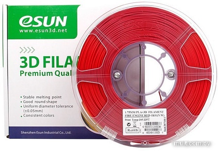 Пластик eSUN PLA+ 1.75 мм 1000 г (сигнальный красный)