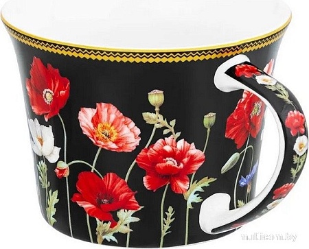Набор чашек Elan Gallery Маки на черном New Bone China 420673_2