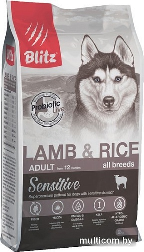 Сухой корм для собак Blitz Sensitive Adult Lamb & Rice All Breeds (для всех пород с ягненком и рисом) 2 кг