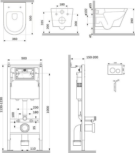 Унитаз подвесной AM.PM Prime Fit IS90151.741701 (с кнопкой смыва)