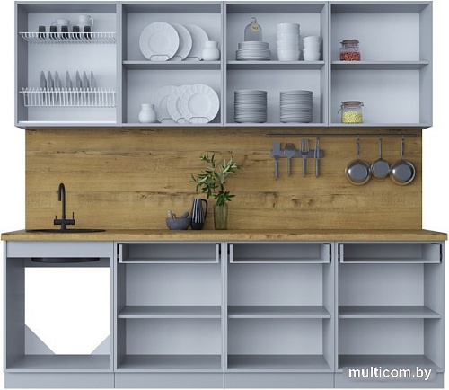 Готовая кухня Интерлиния Мила Шато 2.4А (индиго/индиго/опал светлый)