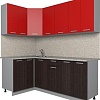 Угловая кухня Интерлиния Мила Лайт 1.2x2.0 (красный/дуб венге)