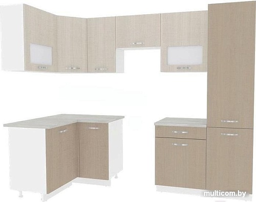 Угловая кухня ВерсоМебель Эко-6 1.2х2.7 левая (крослайн латте/крослайн карамель)