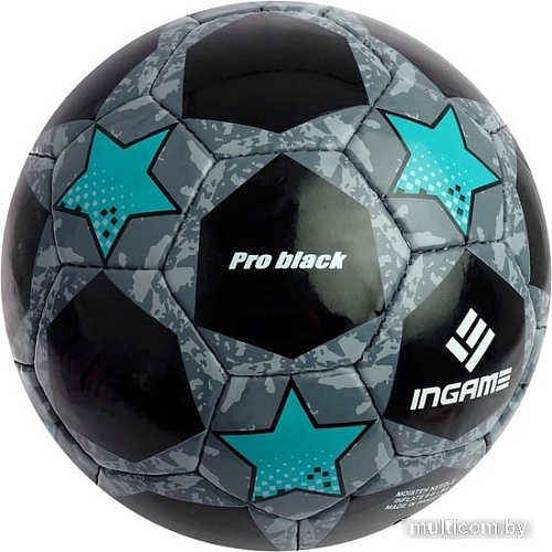Мяч Ingame Pro Black 2020 (5 размер, черный/серый/голубой)