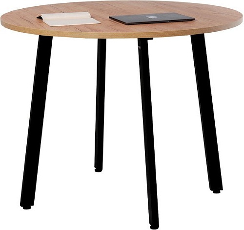 Кухонный стол Millwood Шанхай Л18 d110 (дуб золотой Craft/металл черный)