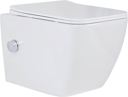 Унитаз подвесной Roxen Cube bidet в комплекте с инсталляцией StounFix Dual Fresh 6 в 1 968439 (кнопка: сатин)